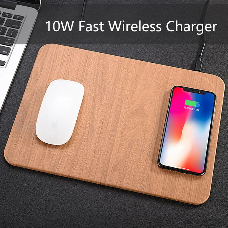 Elegant Leather & Wood Charging Pad