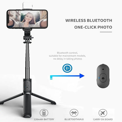 Wireless Bluetooth Selfie Stick Foldable