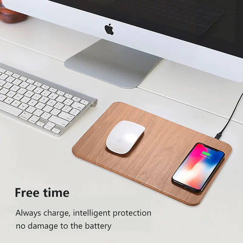 Elegant Leather & Wood Charging Pad